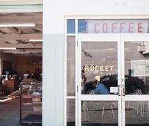 The entrance to Rocket Coffee.