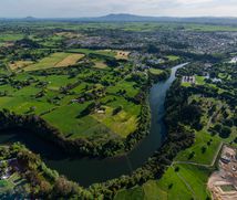 A bird's eye of view of the Waikato River.