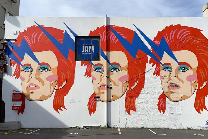 A David Bowie mural.