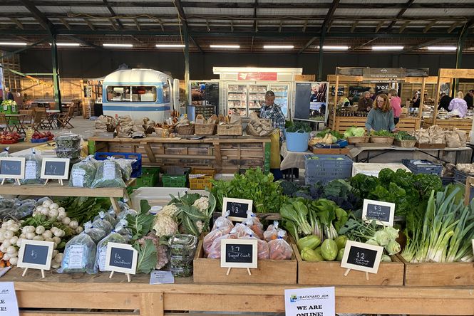 Vegetables on display at Waikato Farmers Market.